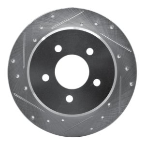 Chrysler Town & Country Brake Rotor (1) - Rear Left - R1 Concepts - Drilled & Slotted - Silver - `97-`07